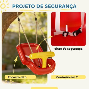 Baloiço para Crianças Interior e Exterior Baloiço de Jardim para Bebés e Crianças 9-36 Meses Corda Ajustável e Cinto de Segurança