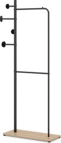 Bengaleiro de Pé, 68 x 30 x 167 cm, 2 Barras e 4 Ganchos, Castanho + Preto