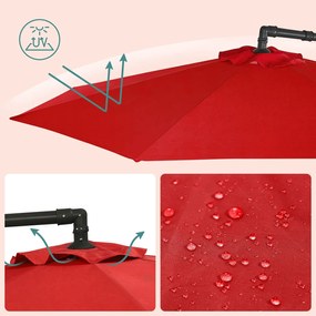 Guarda-sol Ø 300 cm com suporte Proteção UV até UPF 50+ Vermelho