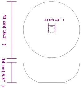 Lavatório de bancada redondo Φ41x14 cm cerâmica multicor