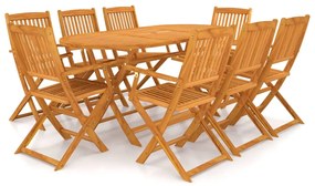 vidaXL Conjunto de jantar para jardim 9 pcs madeira de acácia maciça