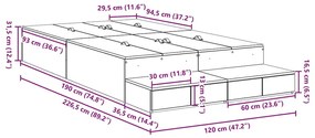 Cama de Armazenamento em Carvalho Sonoma 120x190 cm