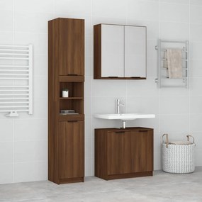 vidaXL 3 pcs conjunto móveis WC derivados de madeira carvalho castanho