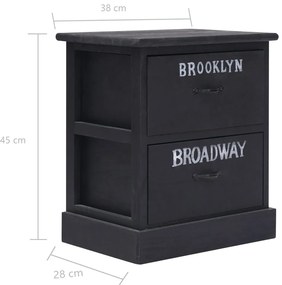 Mesa de cabeceira 38x28x45 cm madeira paulownia preto