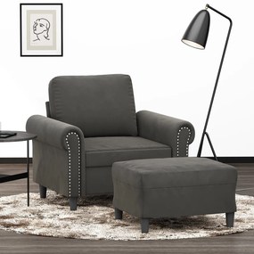 vidaXL Poltrona com apoio de pés 60 cm veludo cinzento-escuro