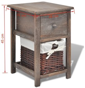 Mesa de cabeceira em madeira castanho