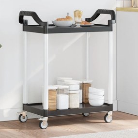 vidaXL Carrinho c/ 2 prateleiras 81x41x92 cm alumínio preto
