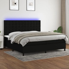 vidaXL Cama box spring c/ colchão e LED 200x200 cm tecido preto