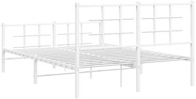 Estrutura de cama com cabeceira e pés 140x200 cm metal branco