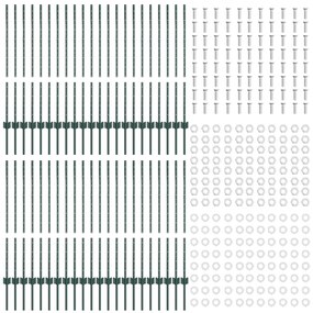 Postes de Cerca 44 pcs U-Channel Verde 140 cm Aço