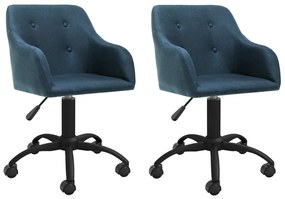 vidaXL Cadeiras de jantar giratórias 2 pcs tecido azul