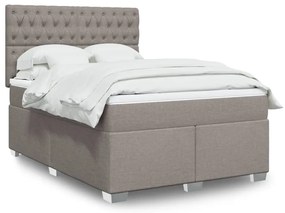 vidaXL Cama com molas/colchão 140x190 cm tecido castanho-acinzentado
