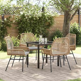 vidaXL Conjunto de Jantar para Jardim 5 pcs Castanho vime PE