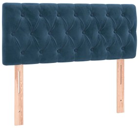 Cama box spring c/ colchão/LED 100x200 cm veludo azul-escuro