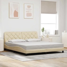 Estrutura de cama sem colchão 180x200 cm tecido cor creme