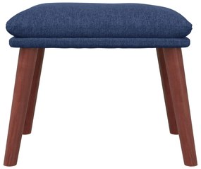 Cadeira de descanso com banco p/ pés tecido azul