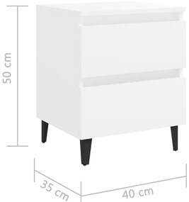 Mesas de cabeceira 2 pcs 40x35x50 cm contraplacado branco