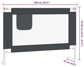 Barra segurança p/ cama infantil tecido 100x25 cm cinza-escuro