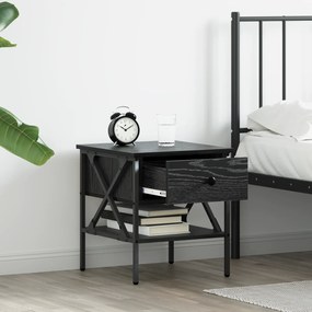 Mesa de Cabeceira Carvalho Preto 40x42x45 cm Madeira Engenheirada