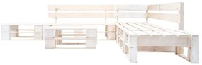 Sofás de paletes para jardim 6 pcs madeira branco