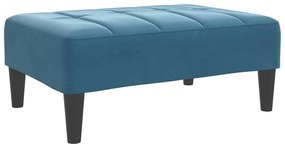 Sofá-cama 2 lugares c/ apoio de pés veludo azul