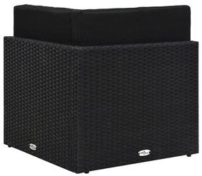 Sofá seccional de canto vime PE preto