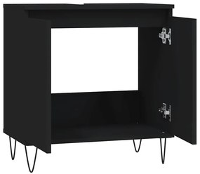 Armário de casa de banho 58x33x60 cm derivados madeira preto