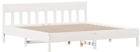 Cama com estante sem colchão 180x200 cm pinho maciço branco