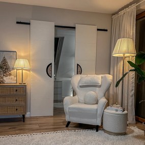 Candeeiro de pé moderno em aço com abajur plissado branco 45 cm - Simplo