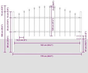 Cerca de Jardim com Topo Arqueado - Cinza, 13,6 x 0,75 m, Aço