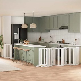 vidaXL Portão p/ cães com porta dobrável 15 painéis 750cm álamo branco