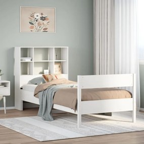 Cama com estante sem colchão 90x200 cm pinho maciço branco