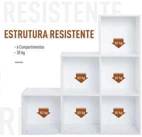 Estante com 6 cubos