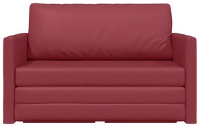 Sofá Chão Cama 2 em 1 Vinho Vermelho 124x71x78 cm Couro Sintético