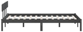 Estrutura de cama 140x200 cm pinho maciço cinzento