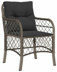 Conjunto de Jantar de Jardim com 5 Peças e Almofadas Cinzas em Rattan