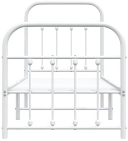 Estrutura de cama com cabeceira e pés 75x190 cm metal branco