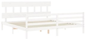 Estrutura cama Super King Size c/ cabeceira madeira branco