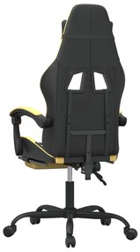 Cadeira gaming giratória + apoio couro artificial preto/dourado