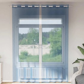 vidaXL Cortinas de voile com ilhós 2 pcs azul real
