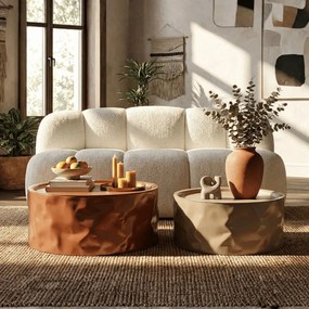 CONJUNTO DE MESA DE CAFÉ NORIMBERGA 2 PEÇAS Ø 62X30-51X26 CM VERMELHO E BRANCO