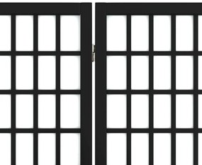 Biombo dobrável com 5 painéis estilo japonês 200x170 cm preto