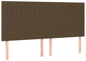 Cama box spring c/ colchão/LED 200x200cm tecido castanho-escuro