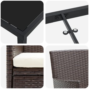 Conjunto de Jantar Jardim 7 Peças Castanho Rattan PE