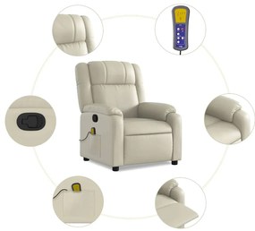 Poltrona de massagens reclinável couro artificial cor creme