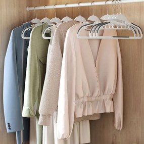 Conjunto 20 Cabides com abertura em forma de S Branco-cinzento