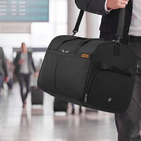 Saco desportivo preto dobrável de 80 L com compartimento para sapatos e compartimento para roupa molhada Preto