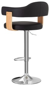 Bancos de bar 2 pcs madeira curvada e couro artificial preto
