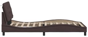 Estrutura de cama sem colchão 100x200 cm tecido castanho-escuro