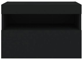Móvel de parede para TV com luzes LED 60x30x40 cm preto